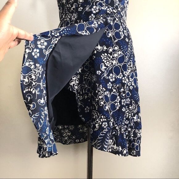 J. Crew Factory Blue Floral Faux Wrap Dress NWT - Picture 5 of 8